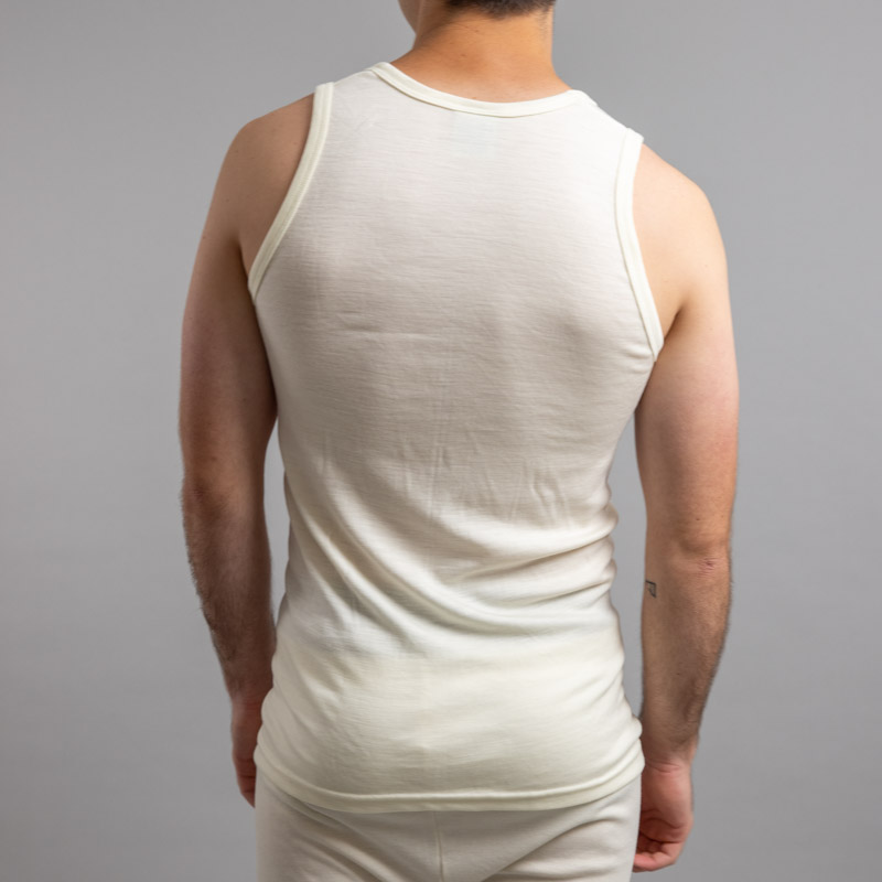 Rear view of Thermo Fleece – Men’s Sleeveless Athletic – 100% Merino Wool