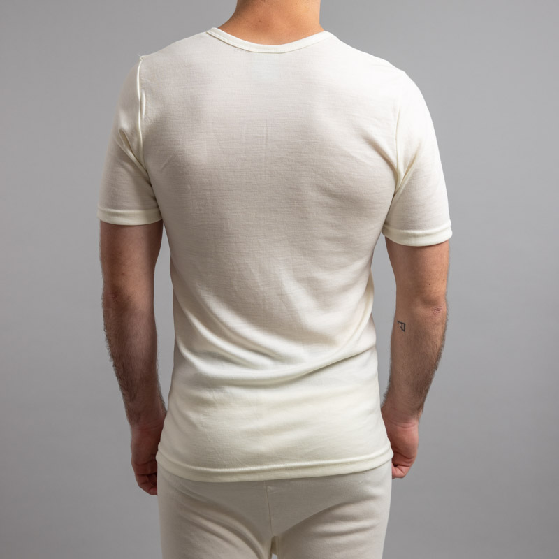 Rear view of Thermo Fleece – Men’s Short Sleeve Top – 100% Merino Wool