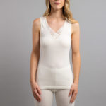 Front view of Thermo Fleece – Ladies Sleeveless Vest – Lace Motif
