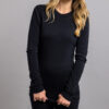 Female wearing Black SP191B Merino Skins – Unisex Long Sleeve Crew Neck