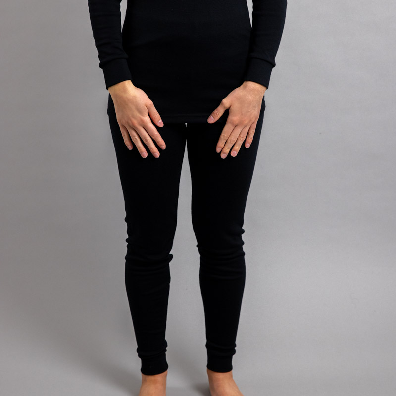 Female wearing Black SPLJB Merino Skins – Unisex Long John / Pant
