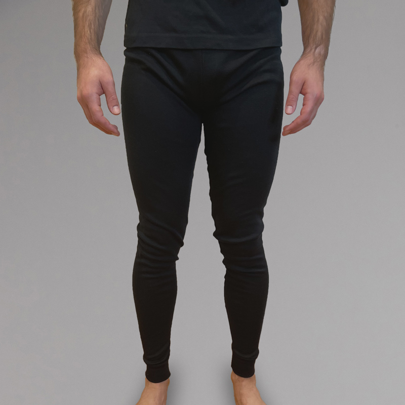 Male wearing Black SPLJB Merino Skins – Unisex Long John / Pant