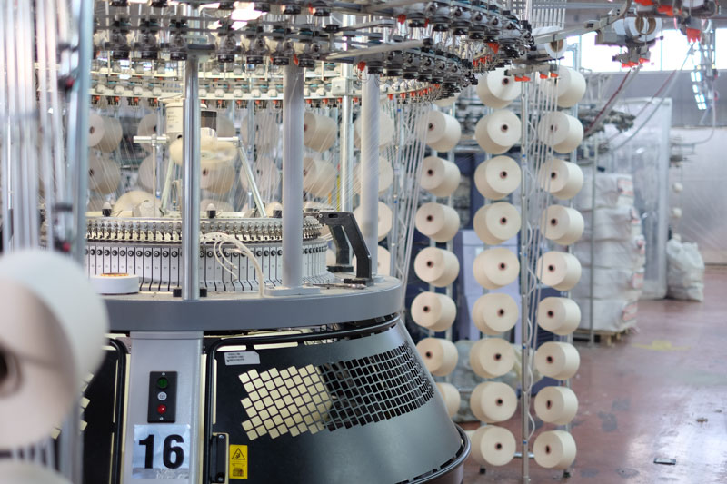 knitting machines in factory