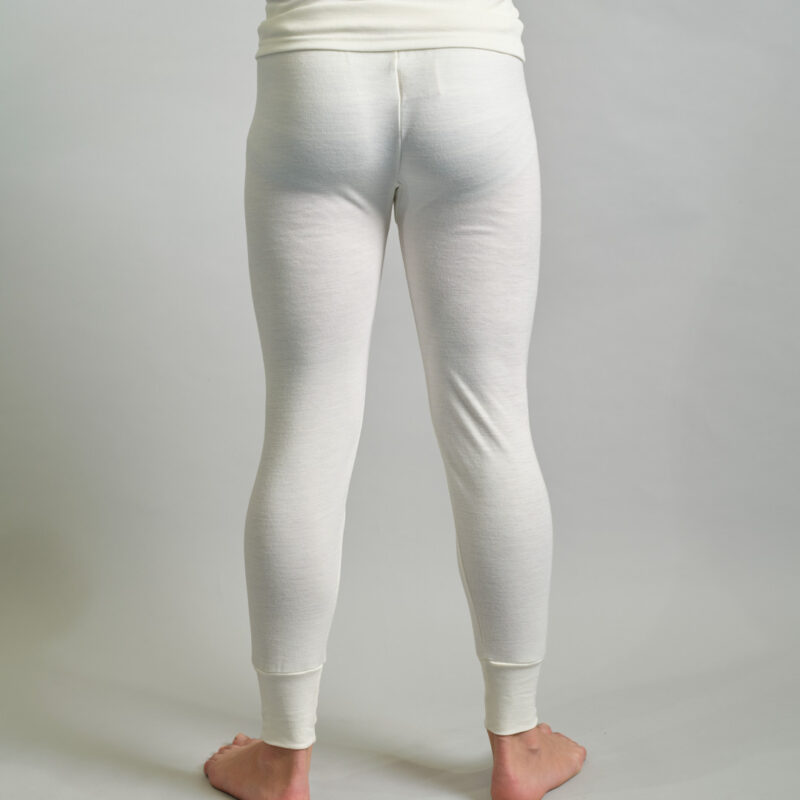 back view of a male wearing white Thermo Fleece men's long johns